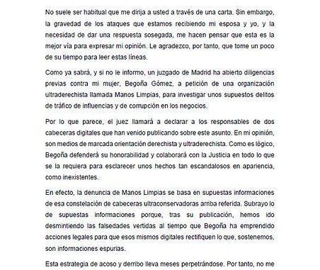Carta íntegra del Presidente Pedro Sánchez a los españoles