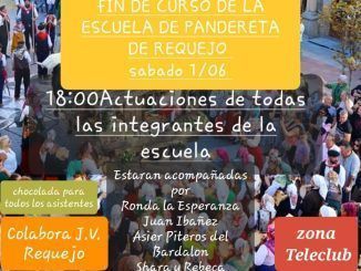 Sábado 1 de junio, 18.00 Fin de curso escuela pandereta de Requejo.